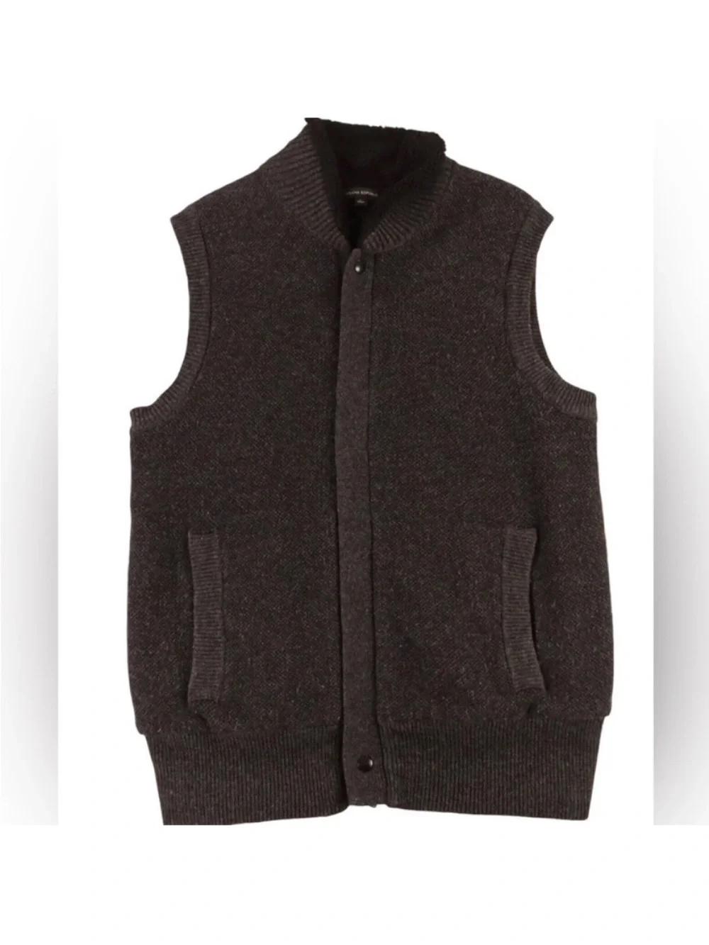 BANANA REPUBLIC Wool/ Cotton Men's Gray sz XL Vest double zipper shearling lined